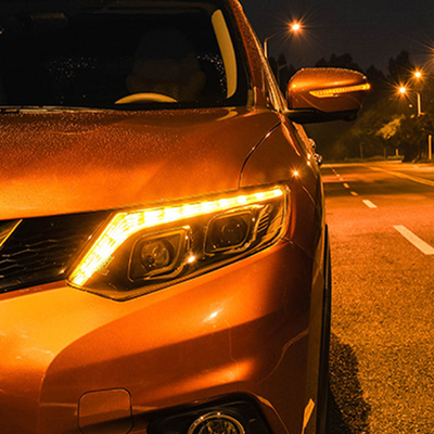 14-16 X-Trail LED προβολείς αυτοκινήτων τροποποιημένο μπροστινό φως Streamer στροφή σήμα προβολέα