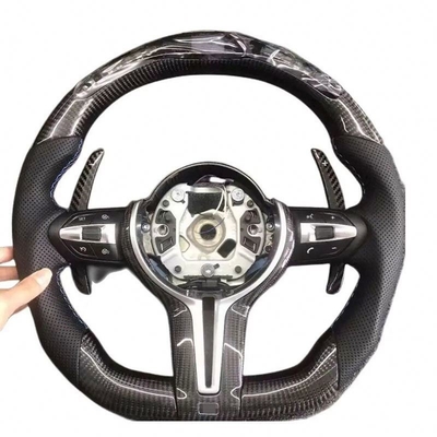 BMW F10 F30 E60 E90 G30 E46 E92 τιμόνι με ανθρακονήματα και μαύρο δέρμα