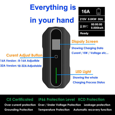 8A-10A-13A-16A Ρυθμίσιμος φορτιστής Ev 3,5 kW για ηλεκτρικά οχήματα