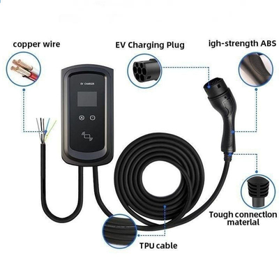 2.8' 'χρωματική οθόνη LCD οθόνη 22Kw Type2 EV Wallbox σταθμός φόρτισης για ηλεκτρικό αυτοκίνητο