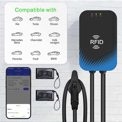 Ce πιστοποιημένο φορτιστή 7 kW Wallbox Ev με αναγνώριση χρήστη RFID ISO/IEC 14443A/B